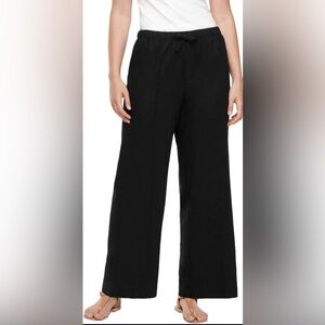 GAP Women's Black Wide-Leg Linen Pants